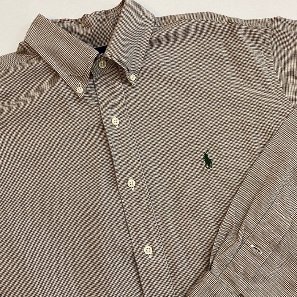 Ralph Lauren Mens Button Down Shirt Plaid Long Sleeve ClassicFit Cotton 16 34/35